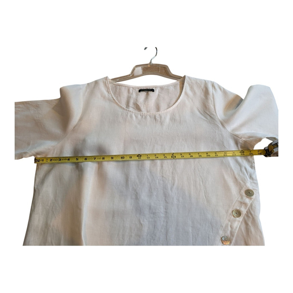 Cynthia Rowley 100% Linen Tunic Size 3X Lagenlook Mother Of Pearl Buttons - Picture 3 of 9